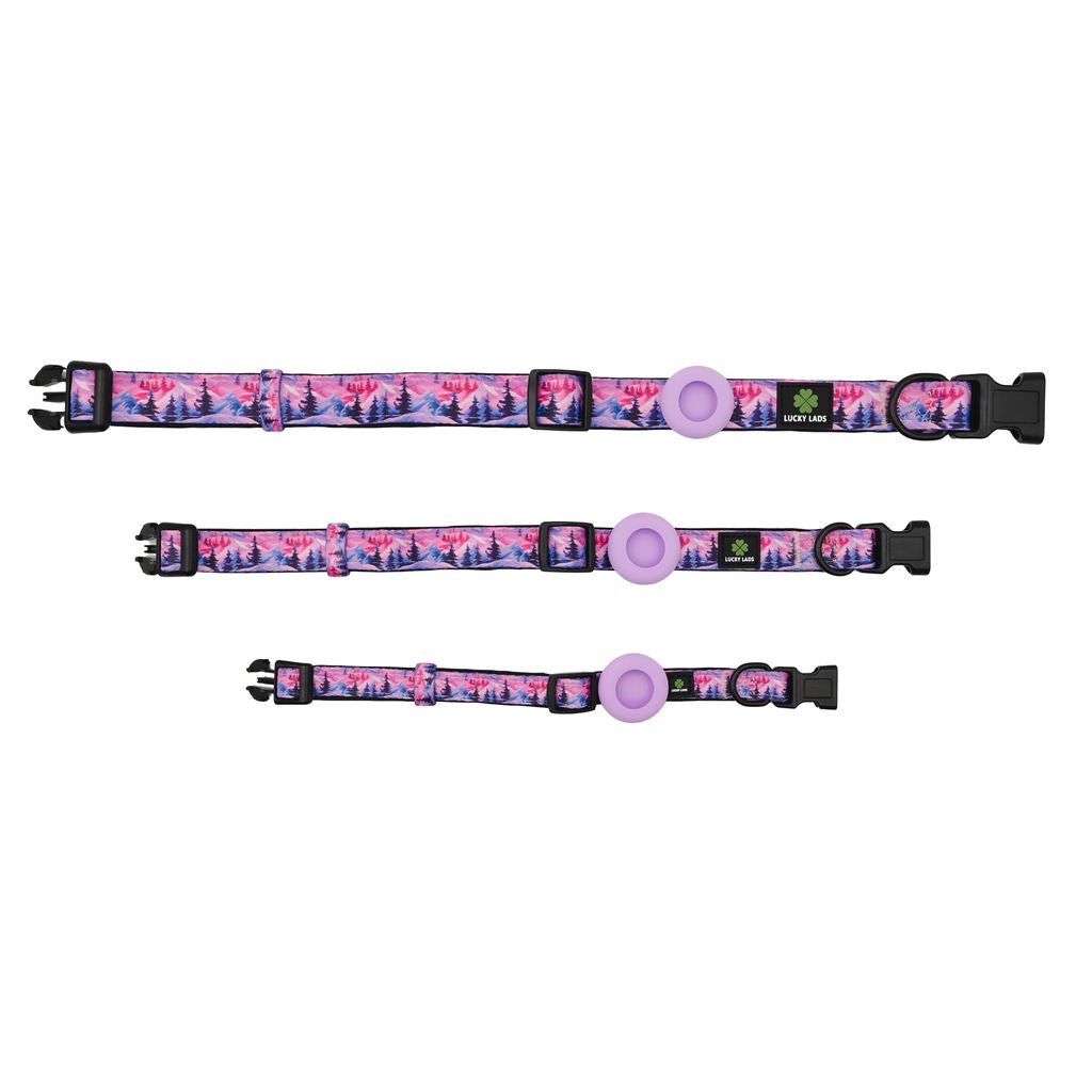 Adjustable Comfort Collar with attached Air Tag Holder - Mountain Sunset