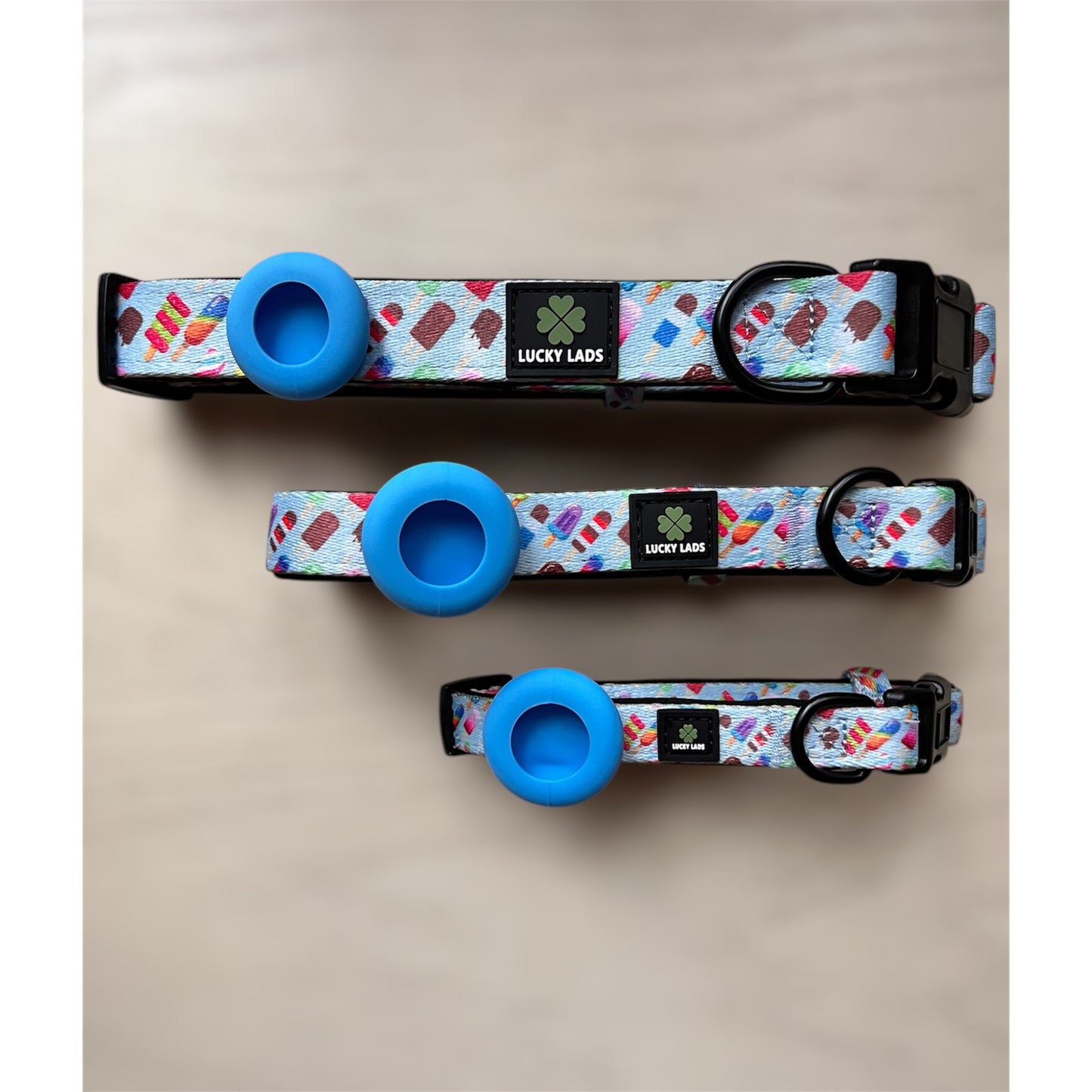 Adjustable Comfort Collar with attached Air Tag Holder - Ice Cream Dream - 75 Licks