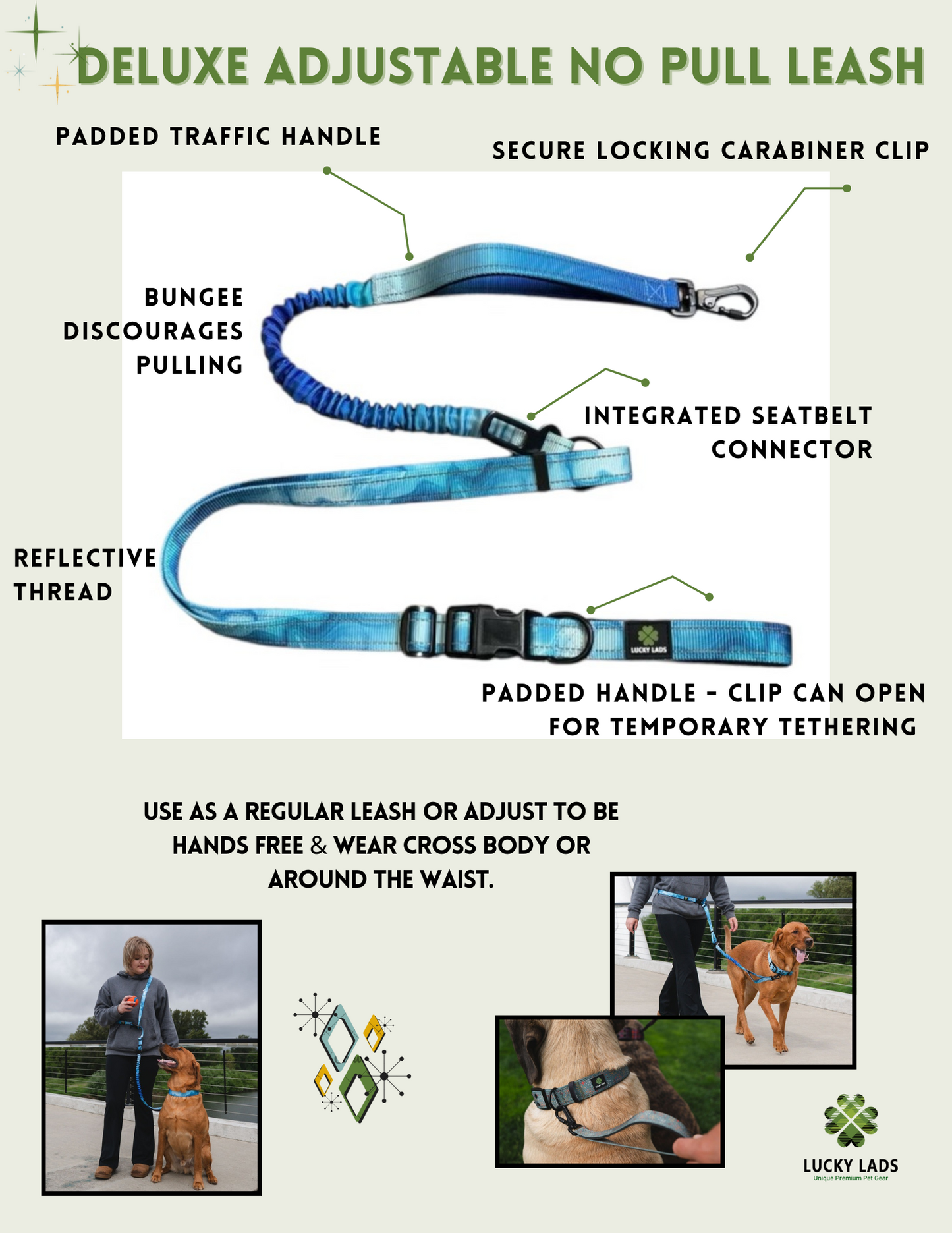 Deluxe Adjustable No Pull Leash: The Northern Lights