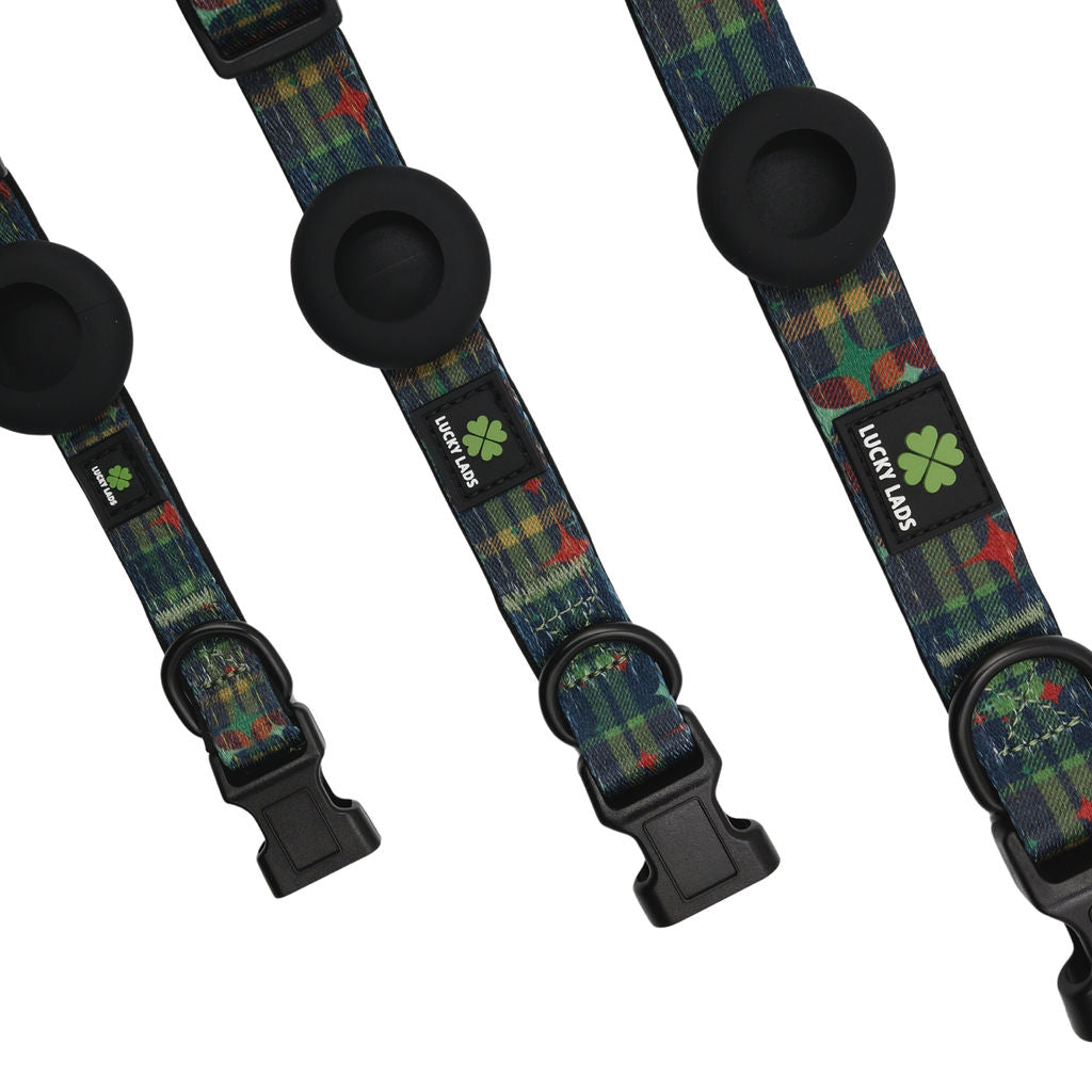 Adjustable Comfort Collar with attached Air Tag Holder - Mid Mod Perfect Plaid
