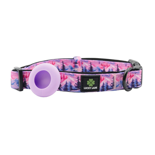 Adjustable Comfort Collar with attached Air Tag Holder - Mountain Sunset