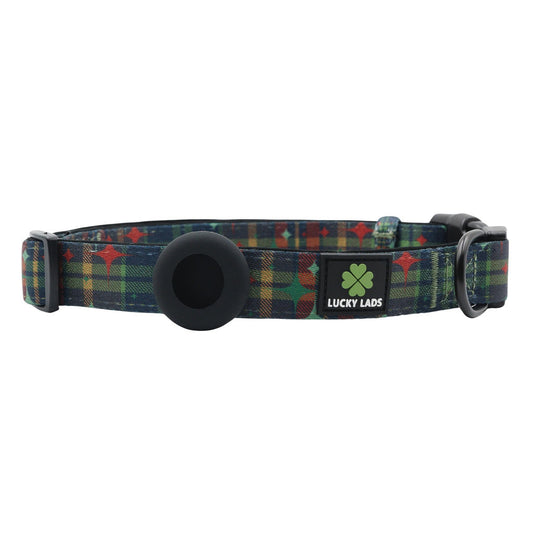Adjustable Comfort Collar with attached Air Tag Holder - Mid Mod Perfect Plaid