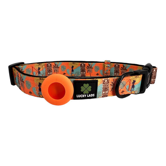 Adjustable Comfort Collar with attached Air Tag Holder - Island Time