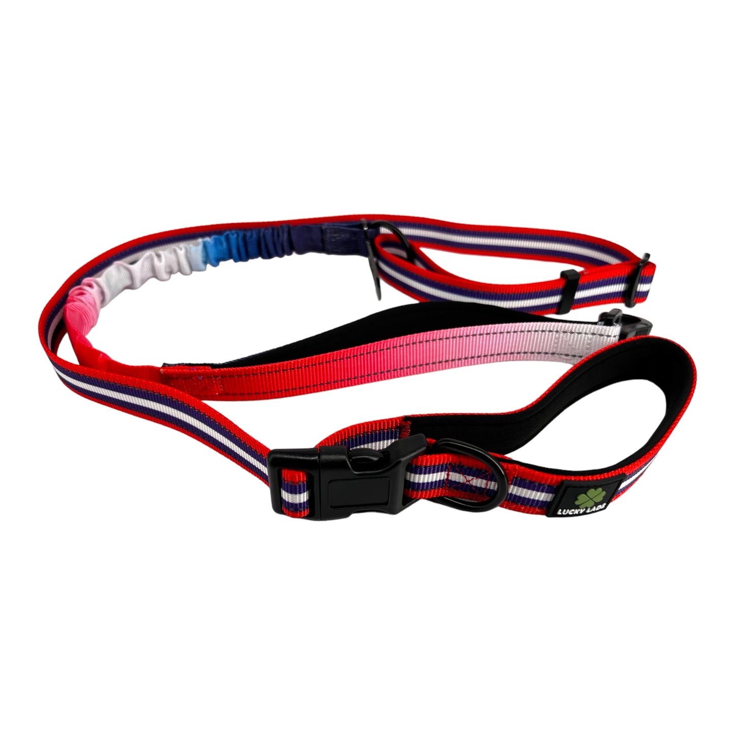 Deluxe Adjustable No Pull Leash- Red, White and Blue