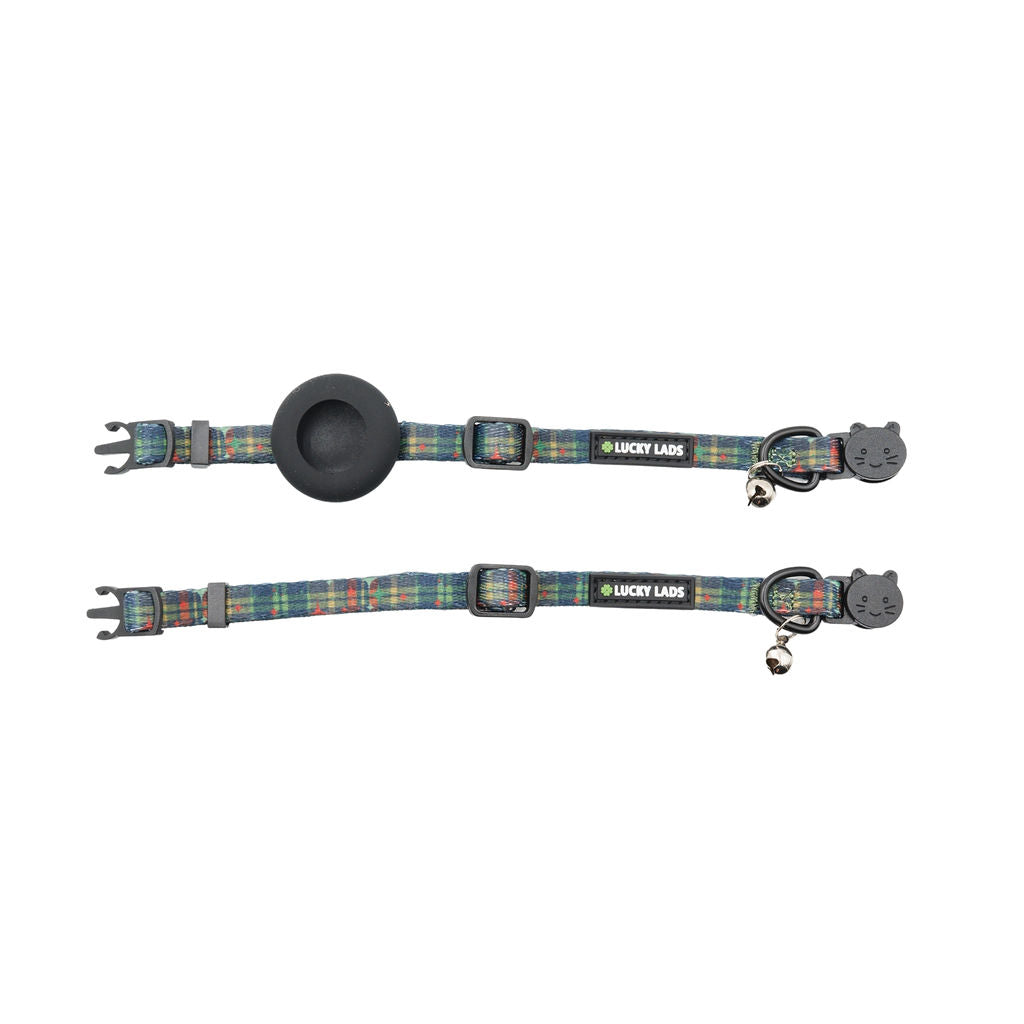 Kitty Kat Collar with Attached Air Tag Holder - Mid Mod Perfect Plaid