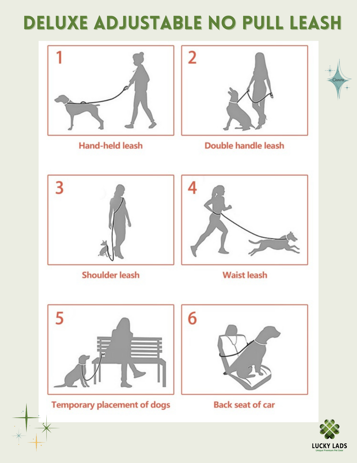 Deluxe Adjustable No Pull Leash: Box of Crayons